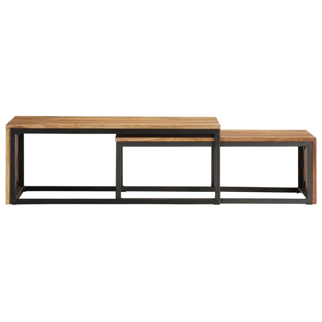 2 pcs Solid Sheesham Wood Nesting Coffee Table X333