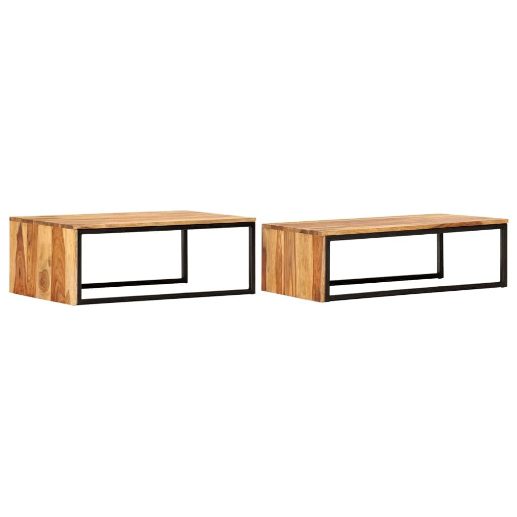 2 pcs Solid Sheesham Wood Nesting Coffee Table X333