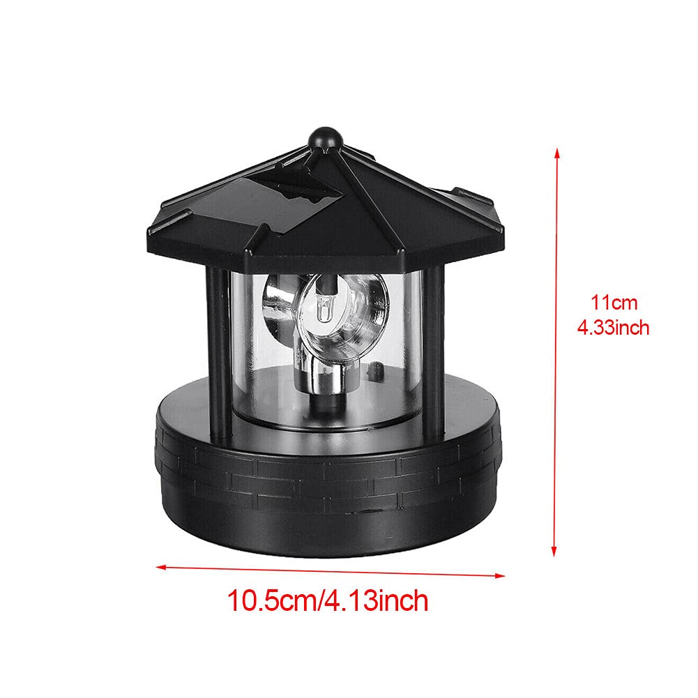 4.33inch LED Solar Powered Lighthouse IP44 Waterproof 360 Degree Rotating Lamp Black R63426