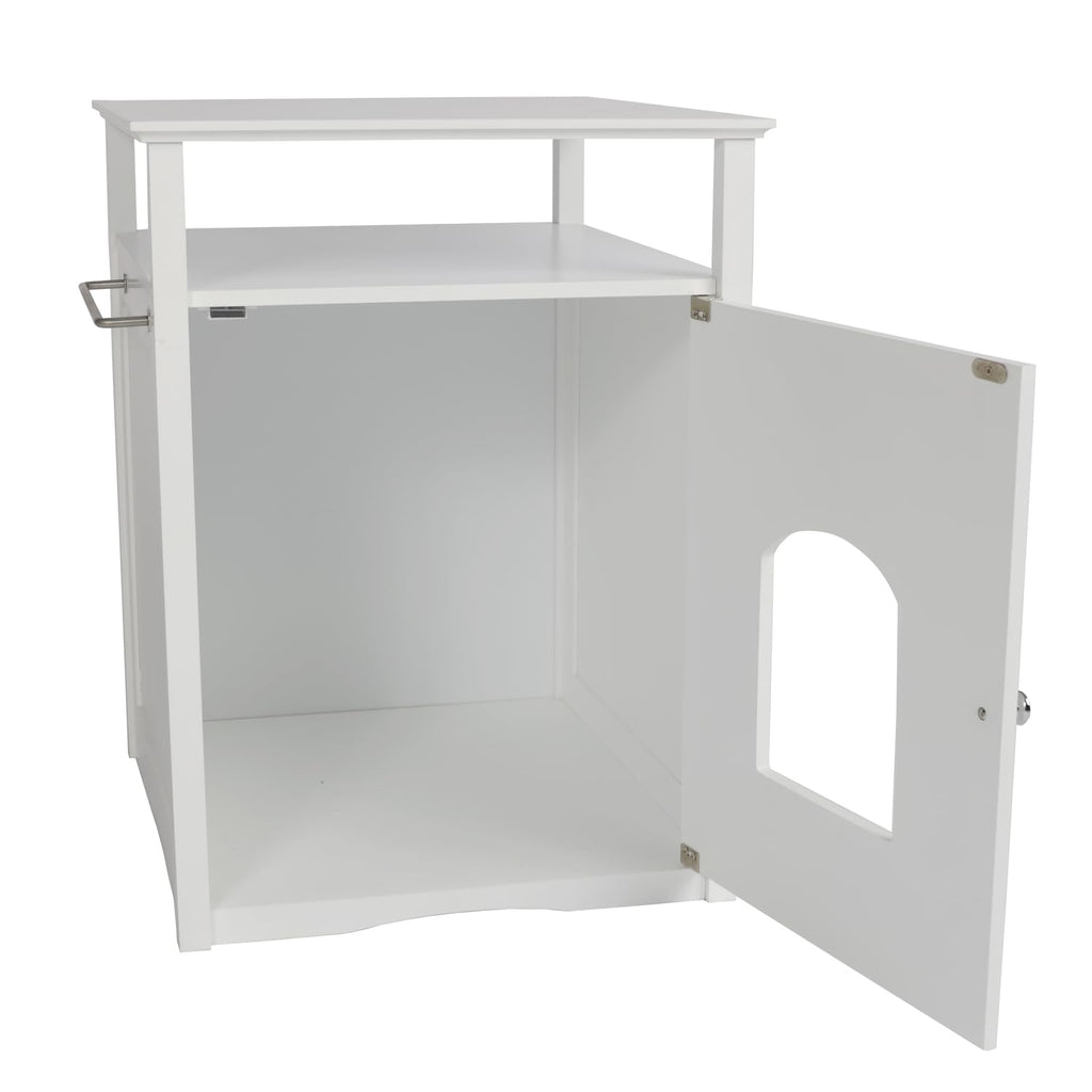 Glossy White Cat Litter Box Cover X3202