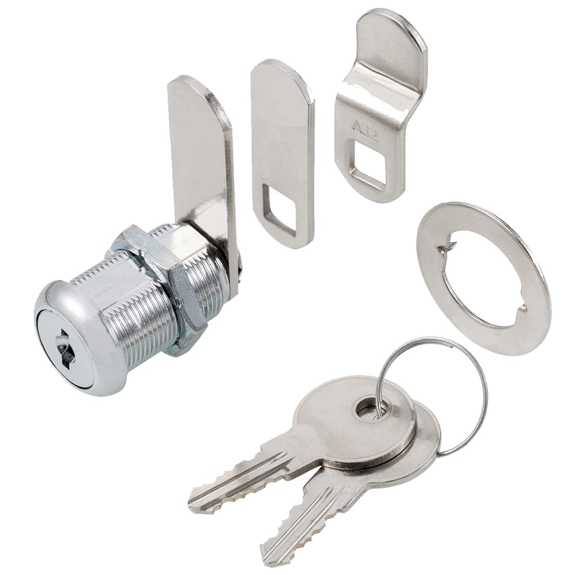 Keyed Alike 1” Cylinder Cam Locks Chrome Finish with 3 Cams and 2 Keys I374220
