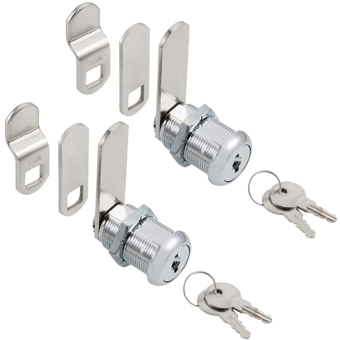 Keyed Alike 1” Cylinder Cam Locks Chrome Finish with 3 Cams and 2 Keys I374220