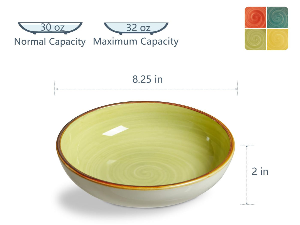 30 Ounce Porcelain Pasta Bowls Set of 4 Assorted Color V604916