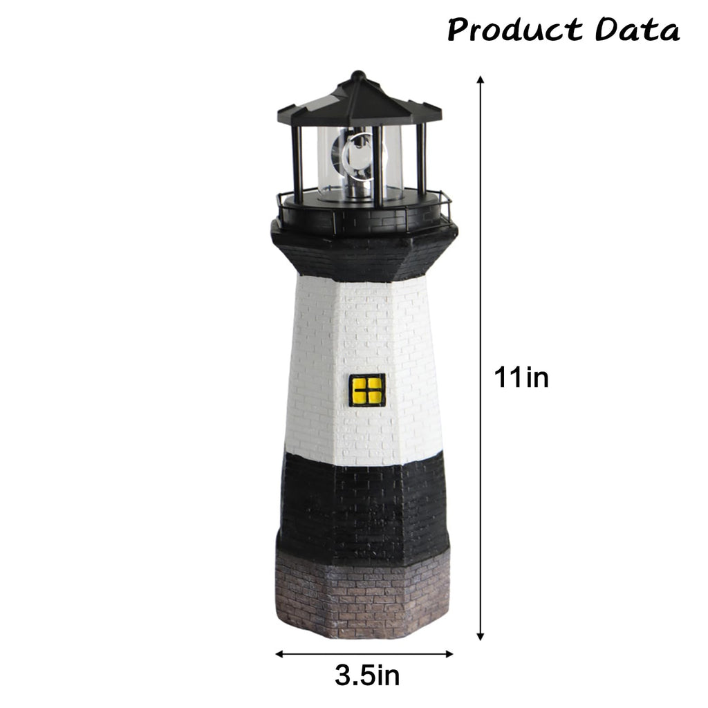 Solar Powered Lighthouse Garden Light with Rotating Beacon N44942