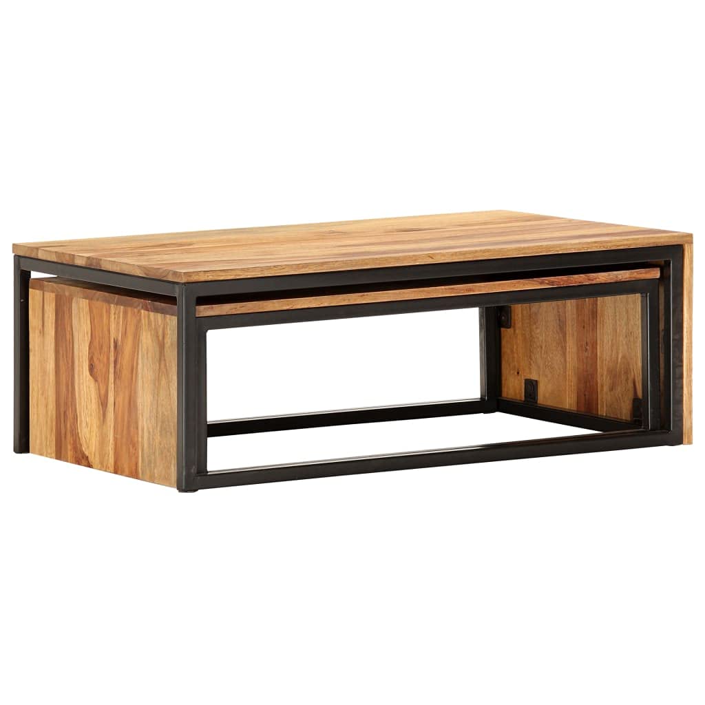 2 pcs Solid Sheesham Wood Nesting Coffee Table X333