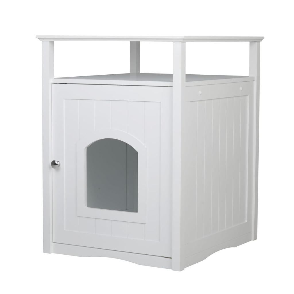 Glossy White Cat Litter Box Cover X3202