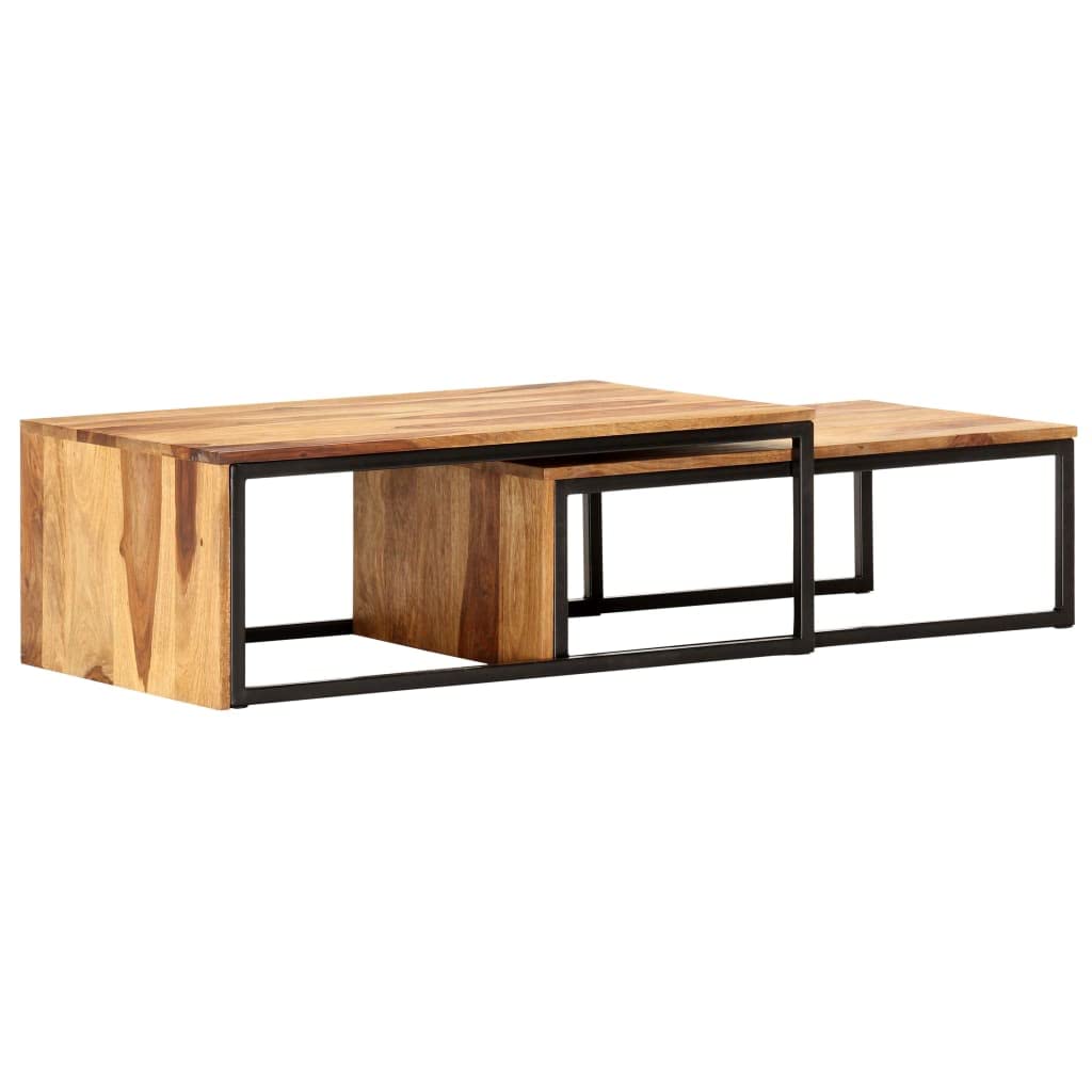 2 pcs Solid Sheesham Wood Nesting Coffee Table X333