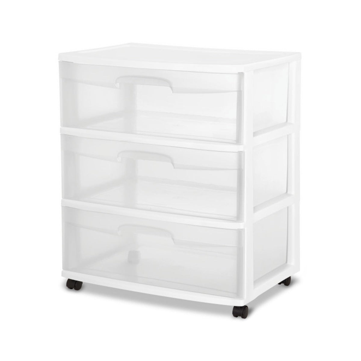 Wide 3 Drawer Plastic Storage Cart with Wheels Q3989