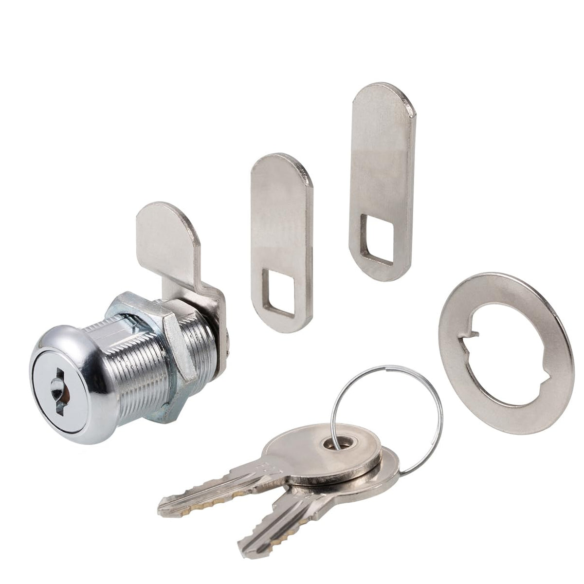 Keyed Alike 1” Cylinder Cam Locks Chrome Finish with 3 Cams and 2 Keys I374220