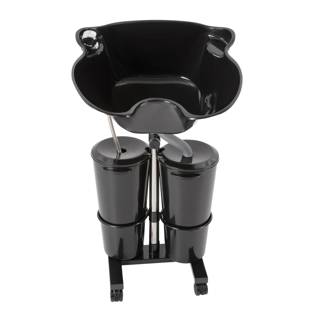 Portable Plastic Shampoo Basin with 2 Water Buckets and Wheels H9962