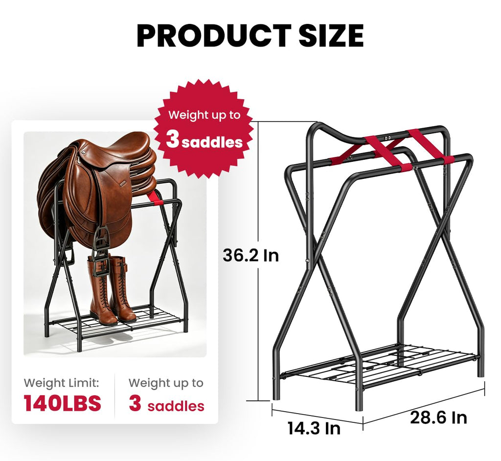 Portable Folding Saddle Rack with Storage R55678