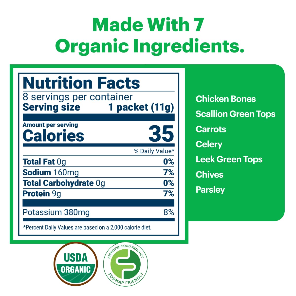 Organic Freeze Dried Chicken Bone Broth Powder 8 Single Serve Packets L88159
