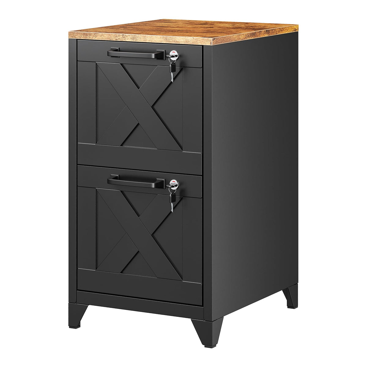 Black 2 Drawer Steel File Cabinet with Lock F776