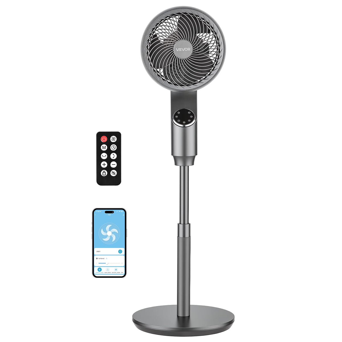 9-Inch Oscillating Pedestal Fan with Remote Control N23751