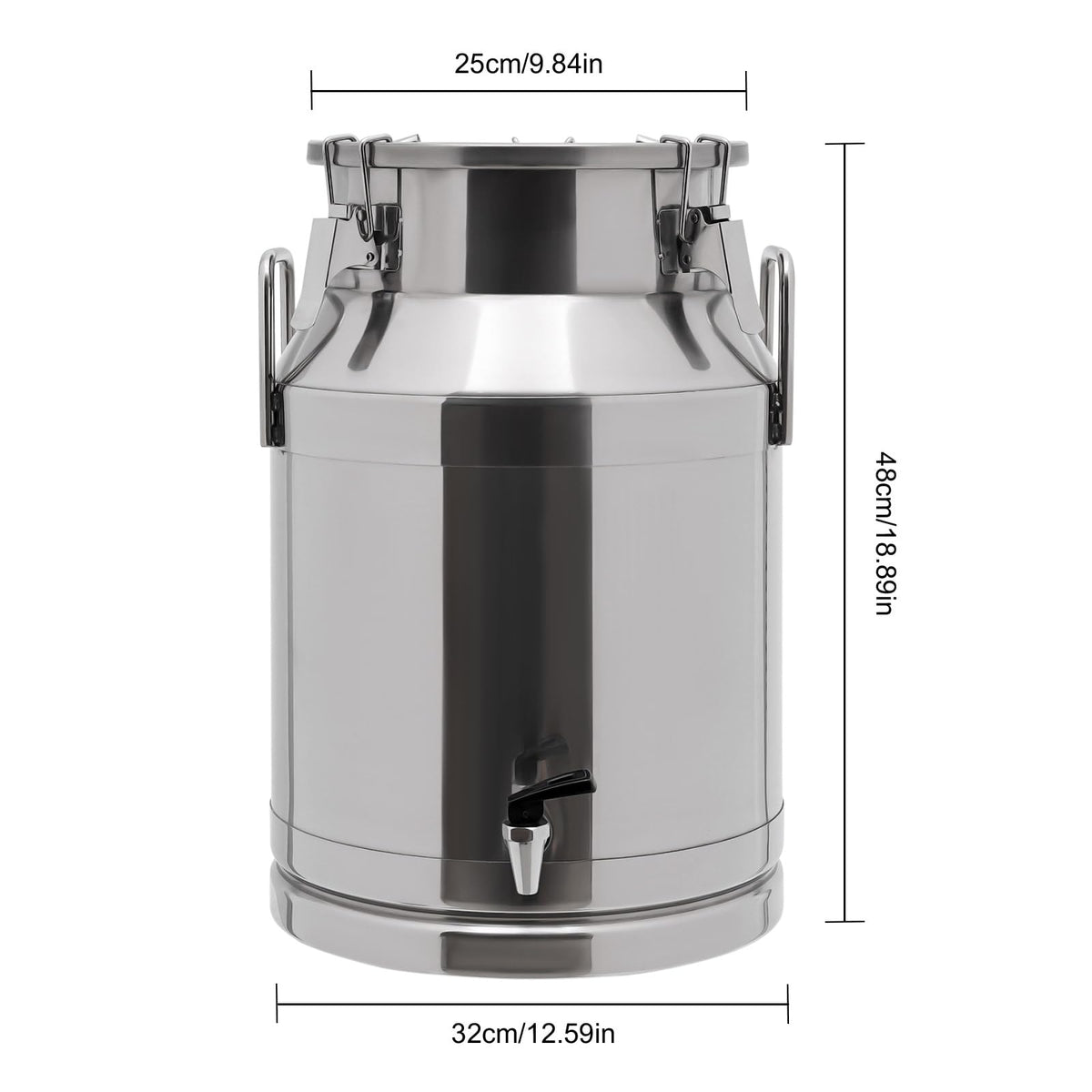30L Stainless Steel Milk Can with Handle Sealed Lid and Faucet R54270