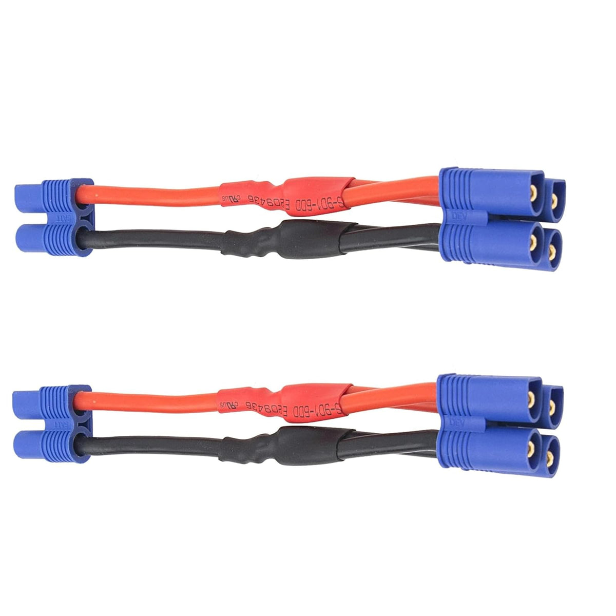 2Pcs EC3 Plug Parallel Battery Connector Cable 1 Female to 2 Male Adapter Y-Harness Splitter 10cm 14awg Silicone Wire V59640