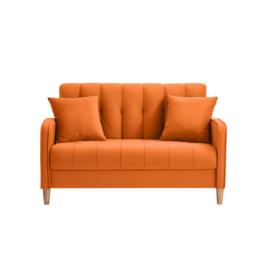 Orange Velvet Tufted Loveseat Sofa M96740