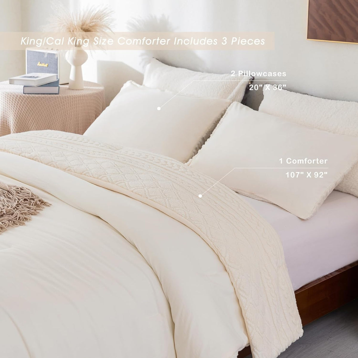 White King Size Sherpa Fleece Down Alternative Comforter Set M98810