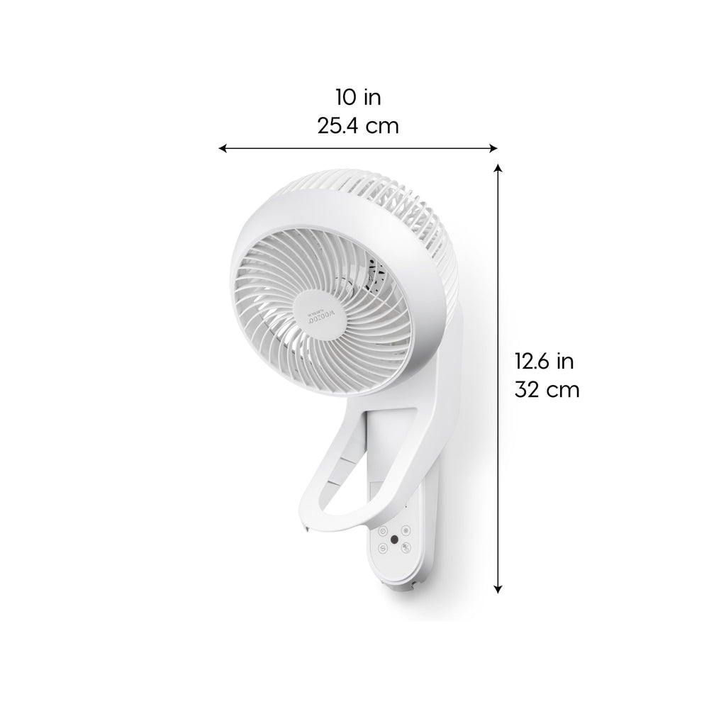 Wall Mount Fan with Remote, 360° Oscillation, 3 Speeds, White C57050