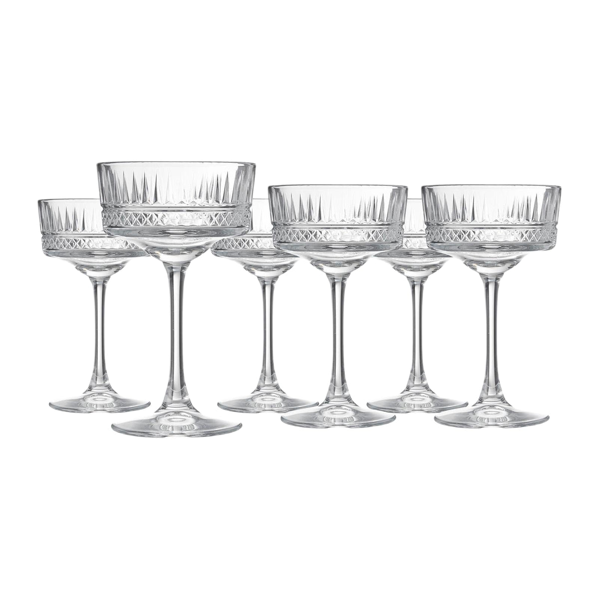 Vintage Coupe Glasses Set Of 6 Long Stem Glassware 8.8 oz T9212