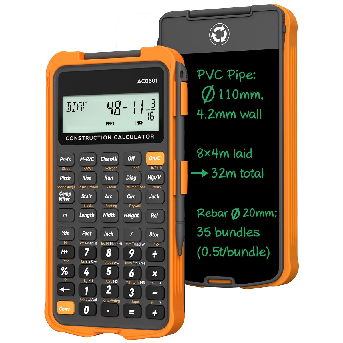 Construction Calculator with Writing Tablet I94683