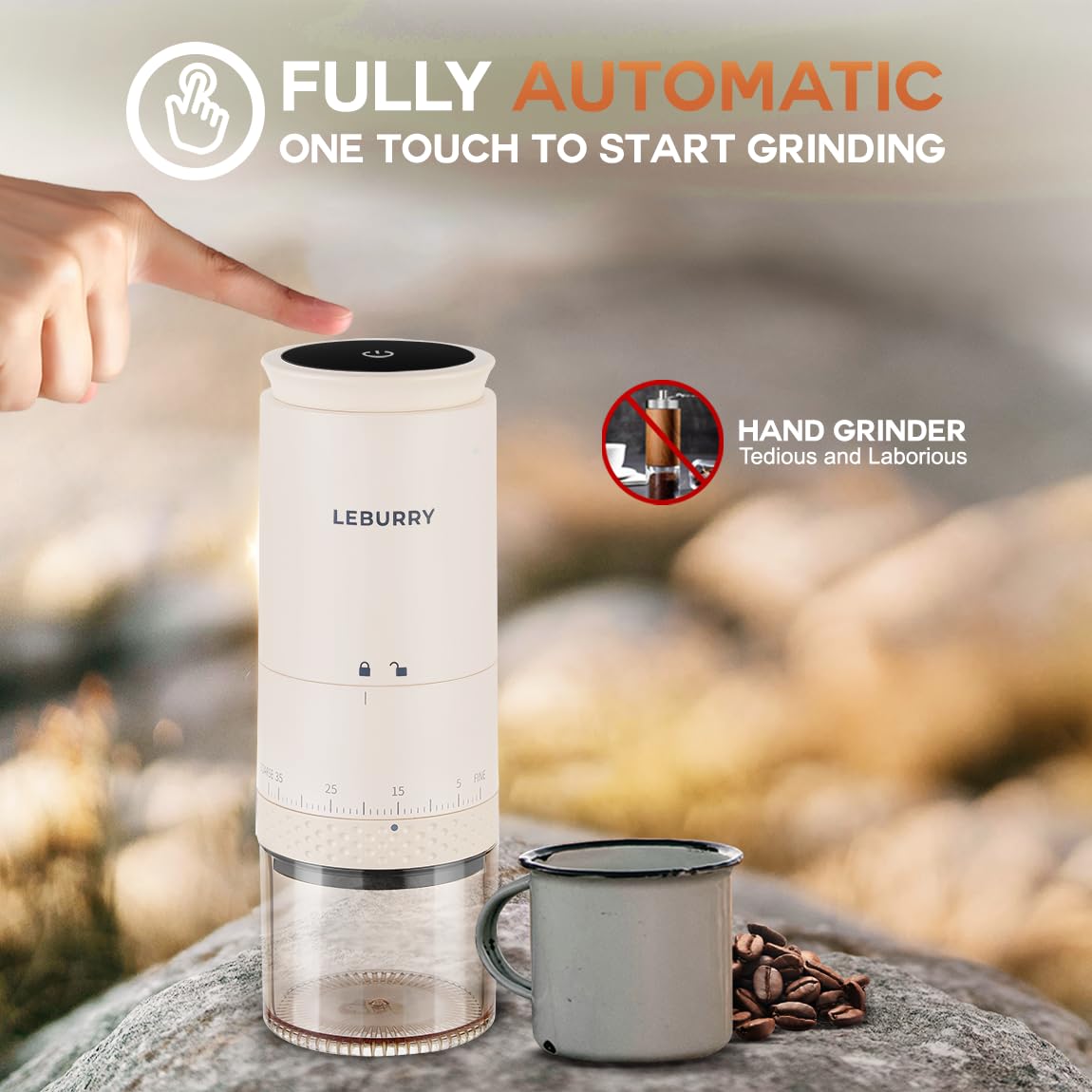 Portable Stainless Steel Conical Burr Coffee Grinder C1415