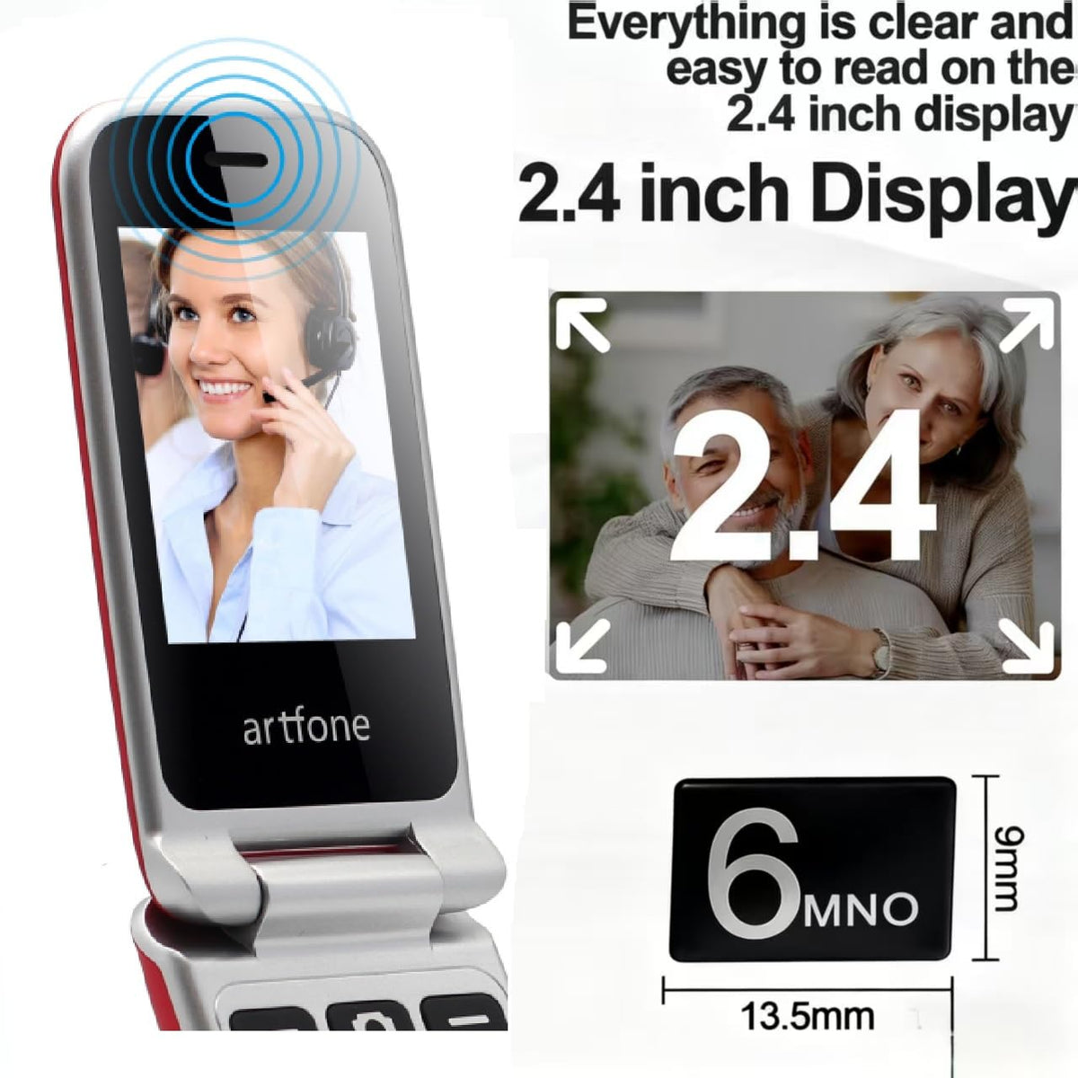 4G Unlocked Flip Phone with Big Buttons, SOS Button, Gray T281
