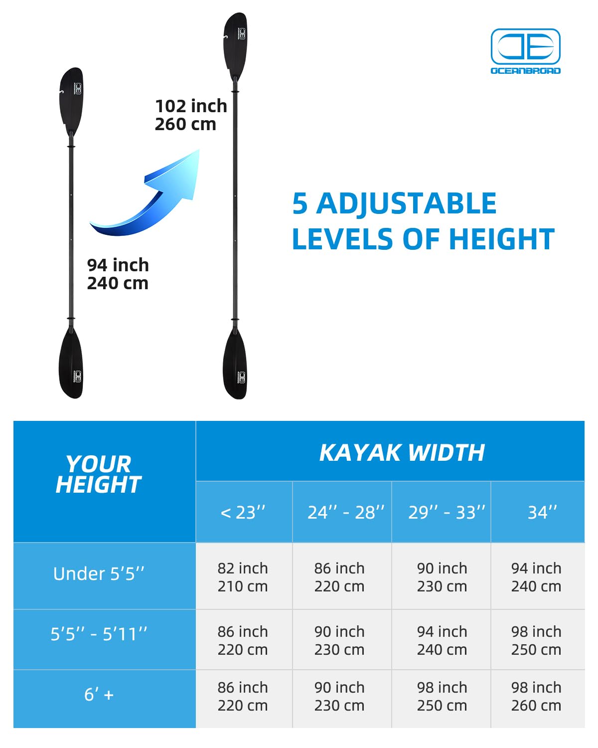 Adjustable Carbon Fiber Kayak Paddle X849059