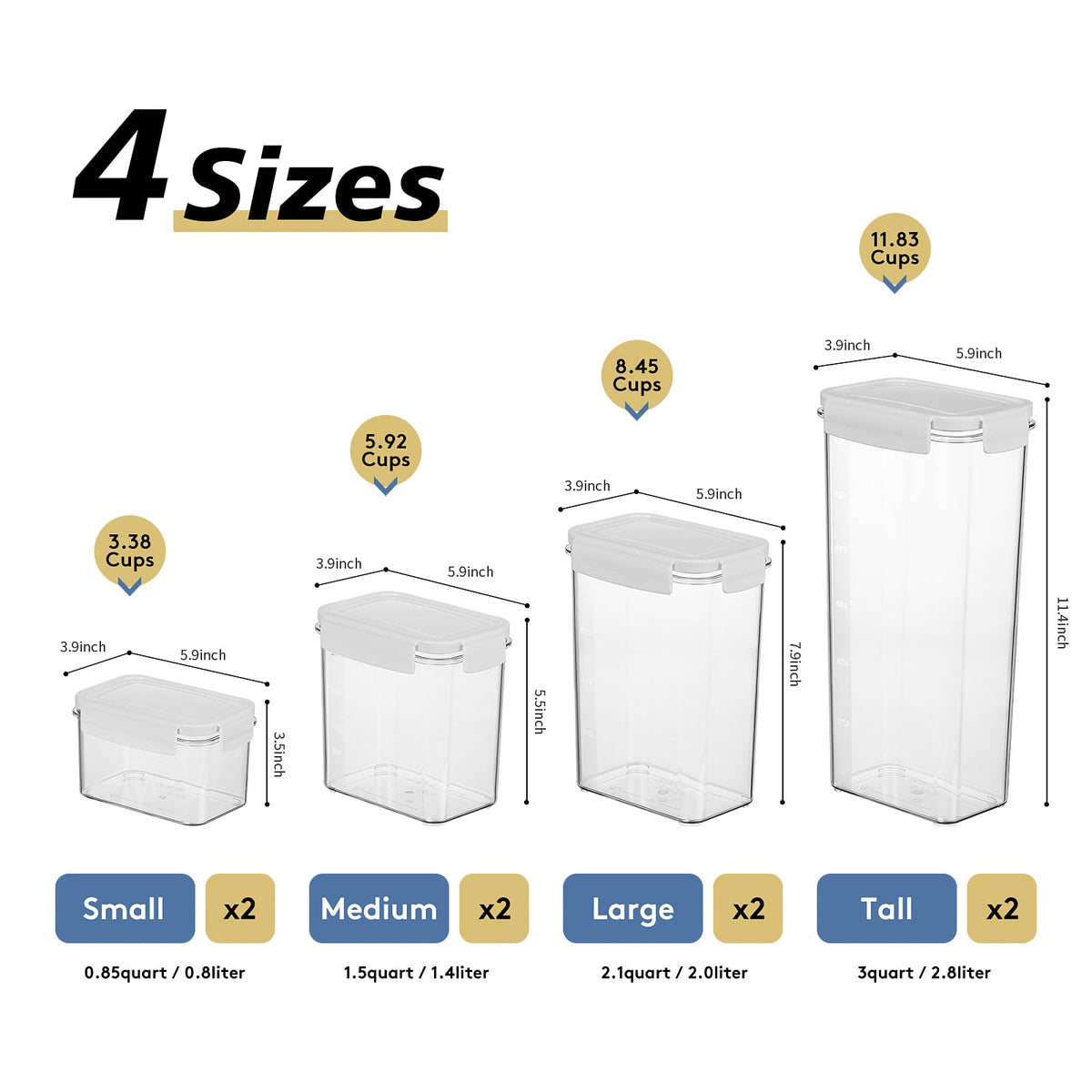 Airtight Pet Food Storage Containers with Lids, BPA Free Plastic 8-Pack A298