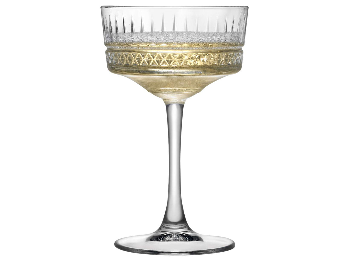 Vintage Coupe Glasses Set Of 6 Long Stem Glassware 8.8 oz T9212