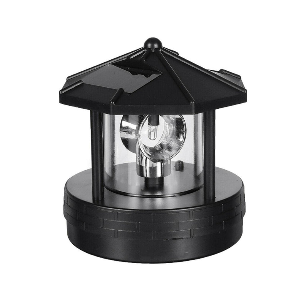 4.33inch LED Solar Powered Lighthouse IP44 Waterproof 360 Degree Rotating Lamp Black R63426
