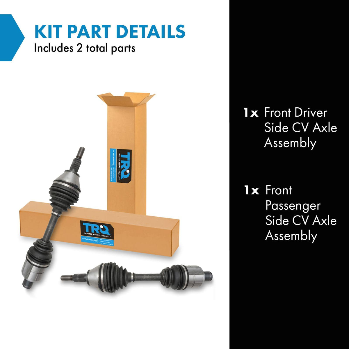 Front 2 Piece CV Axle Shaft Assembly Set K280