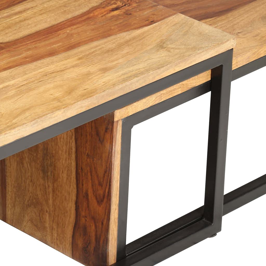2 pcs Solid Sheesham Wood Nesting Coffee Table X333
