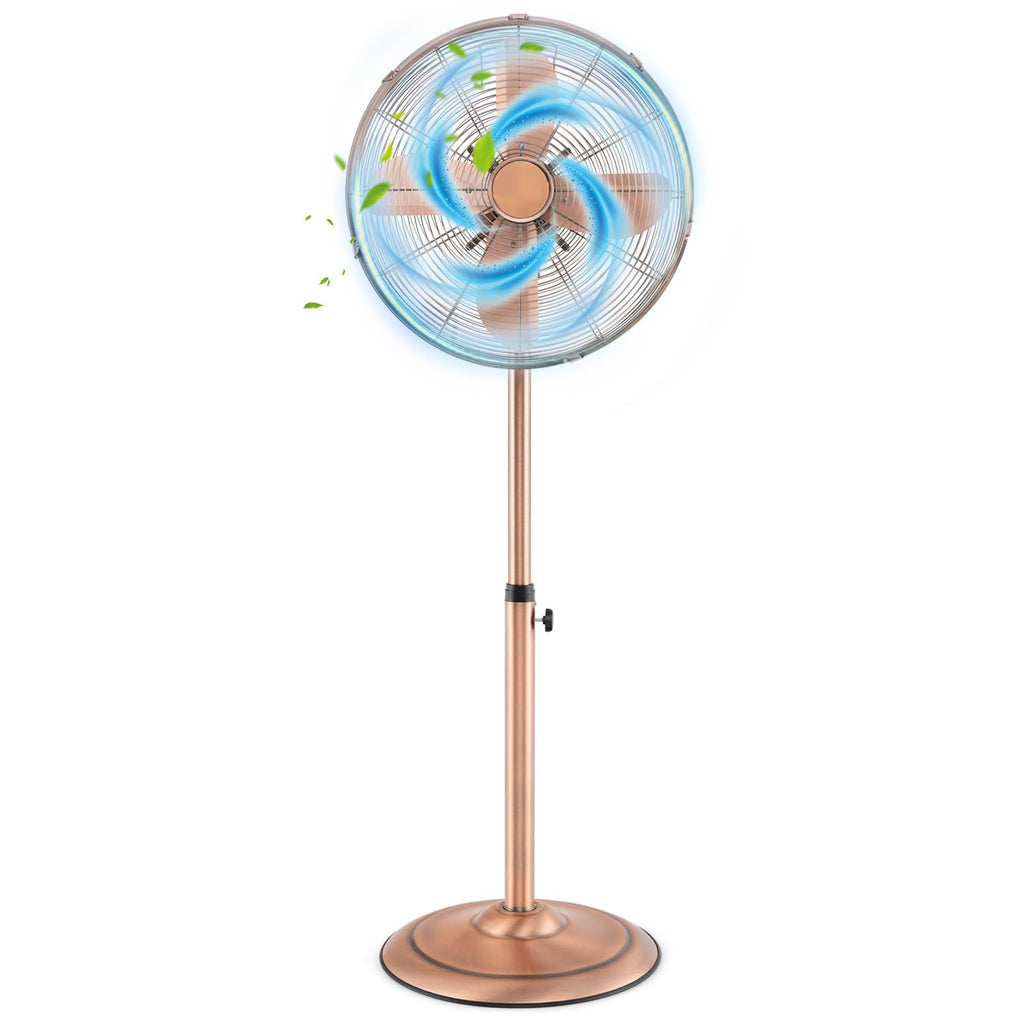 16-Inch Metal Pedestal Fan with Adjustable Height, 3 Speeds, Oscillation D401