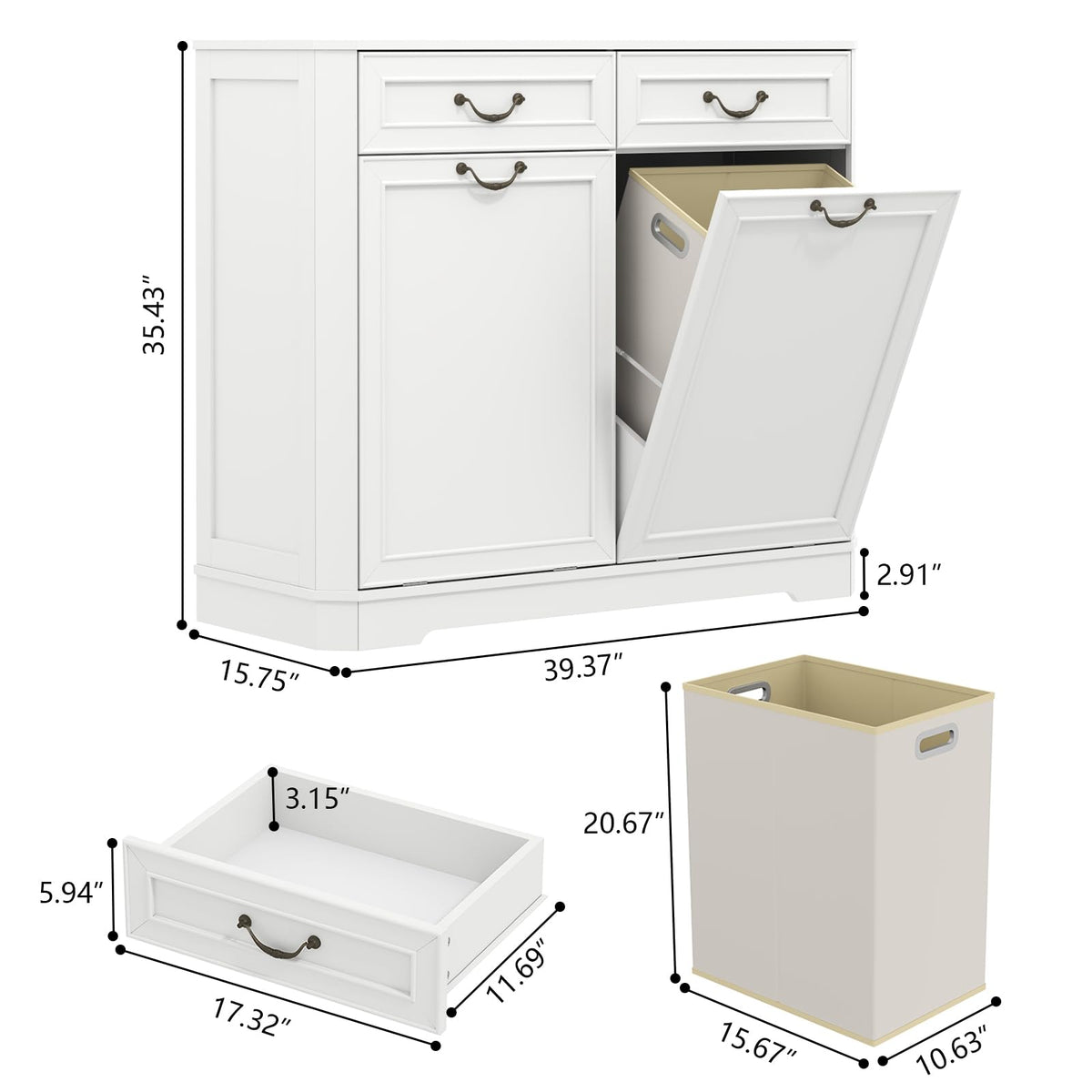 Double Tilt Out Laundry Hamper Cabinet E803501