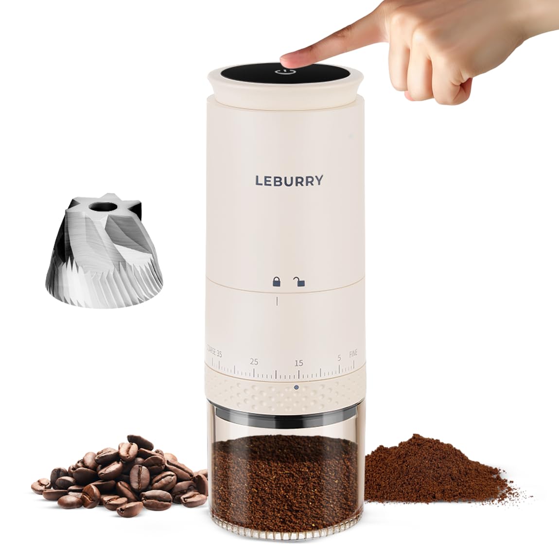 Portable Stainless Steel Conical Burr Coffee Grinder C1415