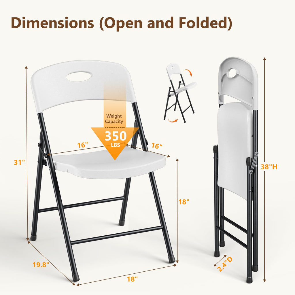 White 10 Pack Plastic Folding Chair Q737