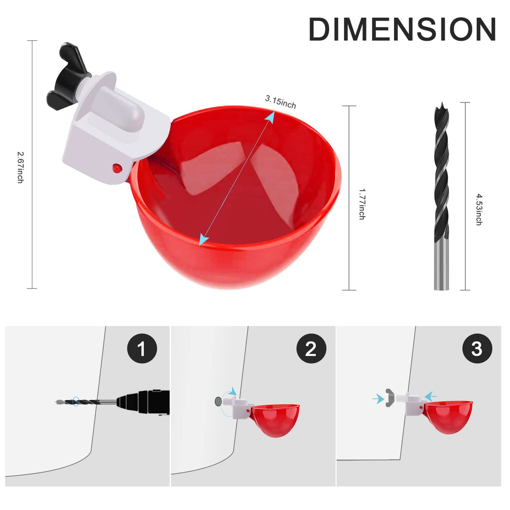 6 Packs Chicken Waterer Cups with Mounting Hole Opener D47216