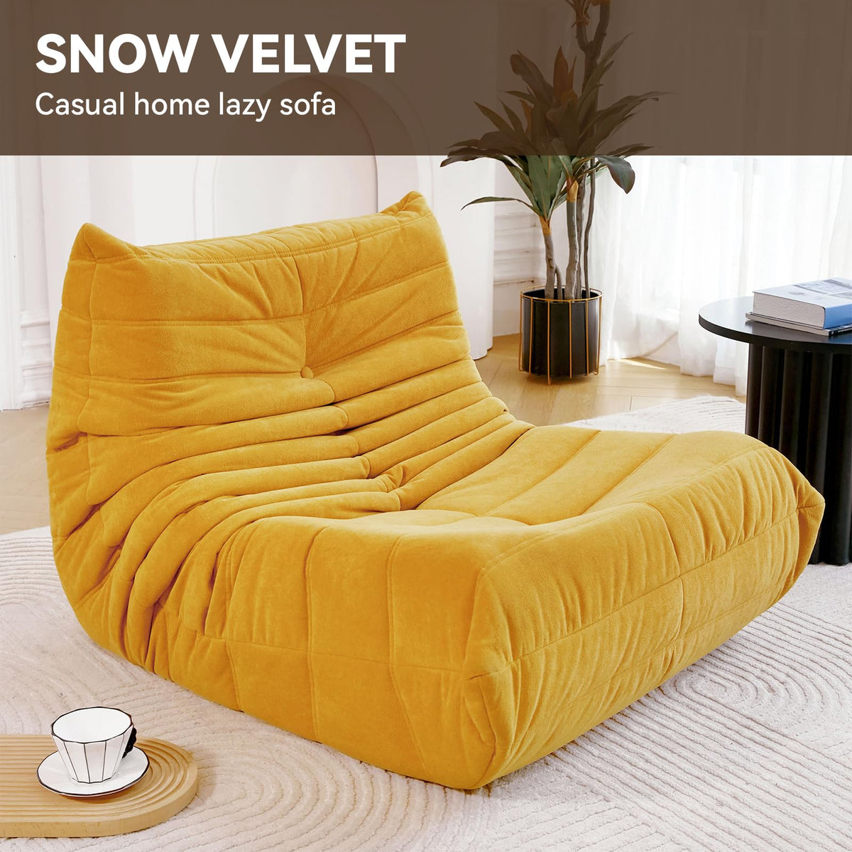 Yellow Memory Foam Bean Bag Chair K924649