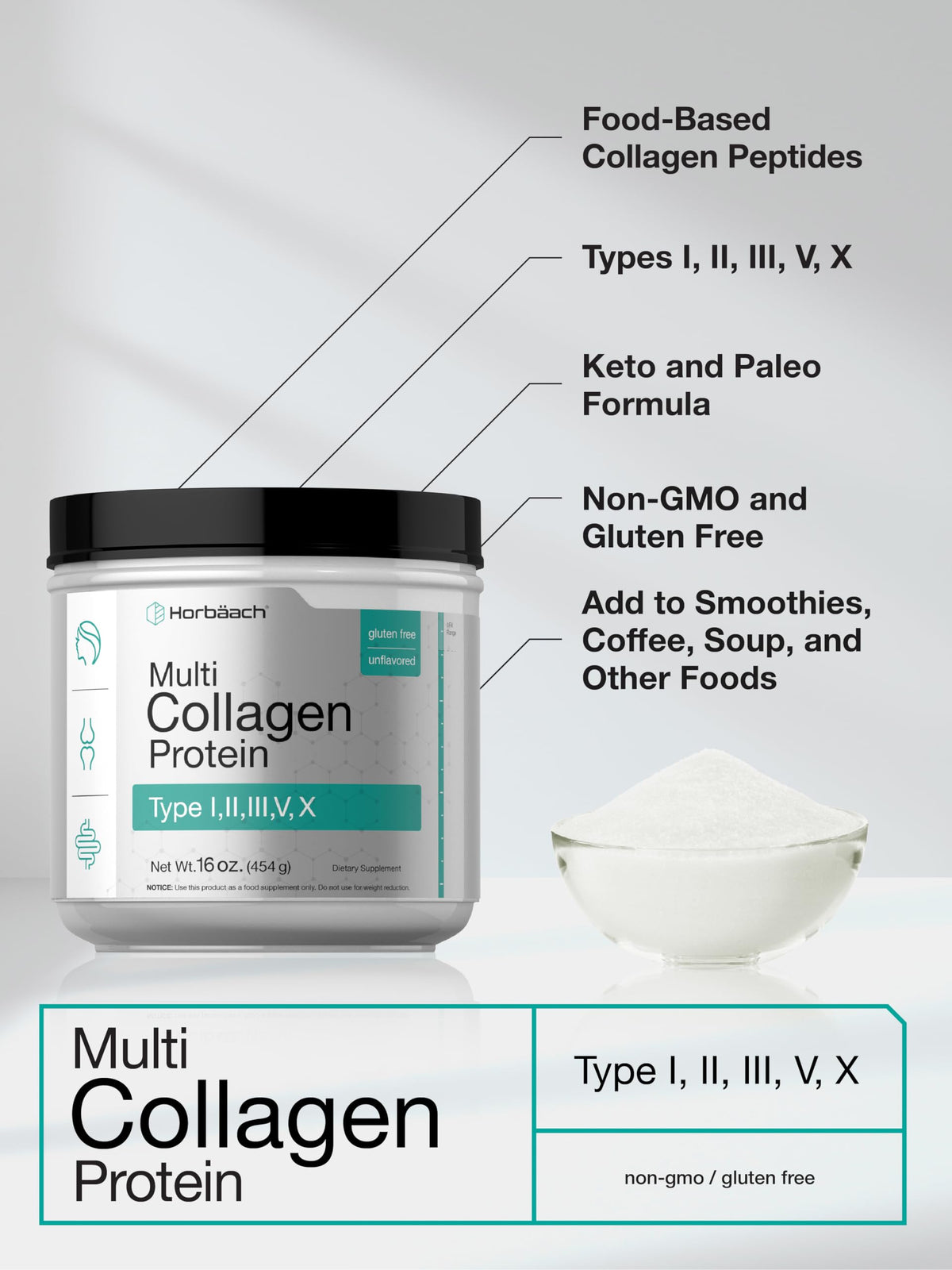 Multi Collagen Protein Powder 16 oz D777