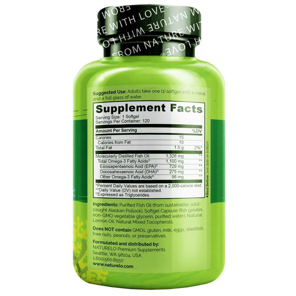 Omega 3 Fish Oil Supplement 1100mg 120 Softgels T103