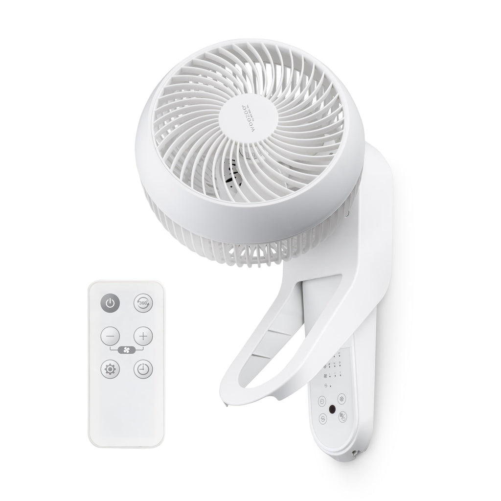 Wall Mount Fan with Remote, 360° Oscillation, 3 Speeds, White C57050