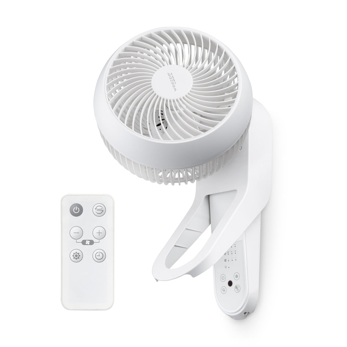 Wall Mount Fan with Remote, 360° Oscillation, 3 Speeds, White C57050