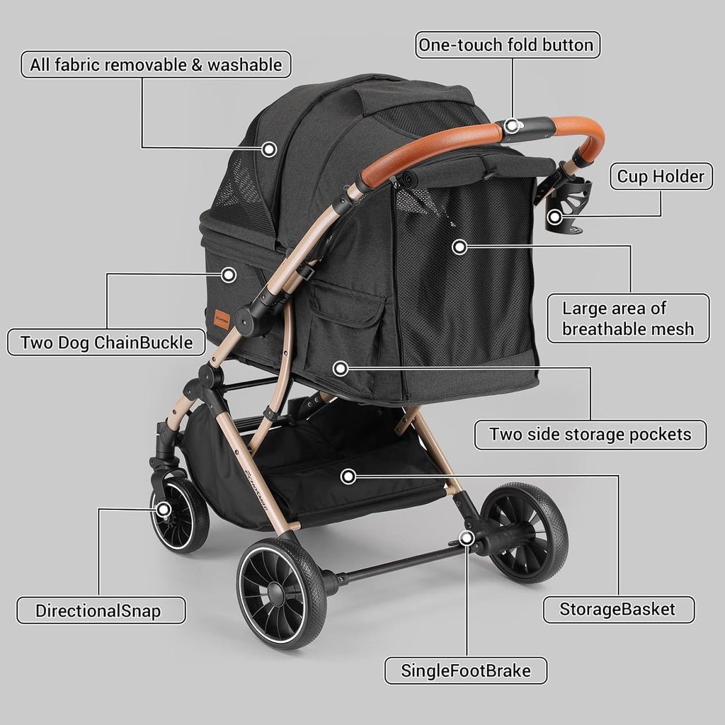 4-Wheel Pet Stroller with Reversible Handle C714477