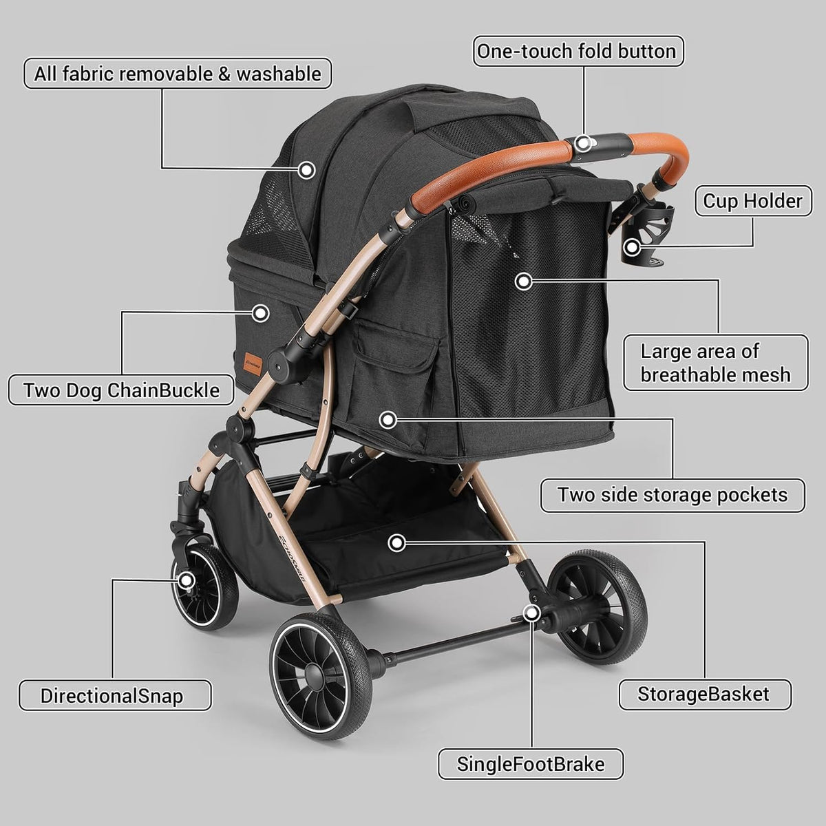 4-Wheel Pet Stroller with Reversible Handle C714477