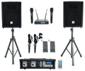 10" PA Speaker Pair with Mixer and Wireless Mics L5776