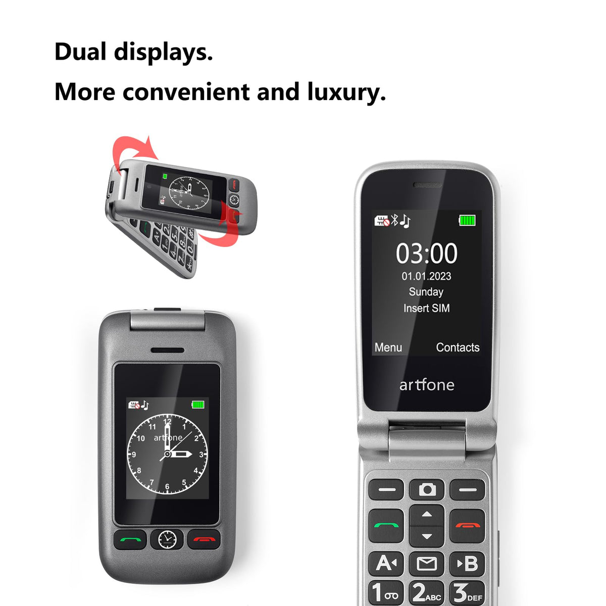 4G Unlocked Flip Phone with Big Buttons, SOS Button, Gray T281