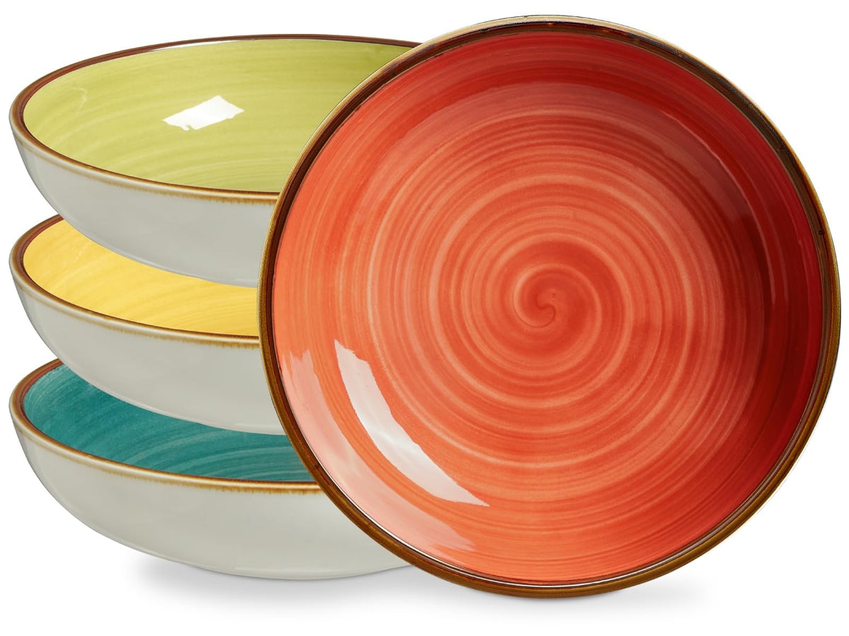 30 Ounce Porcelain Pasta Bowls Set of 4 Assorted Color V604916