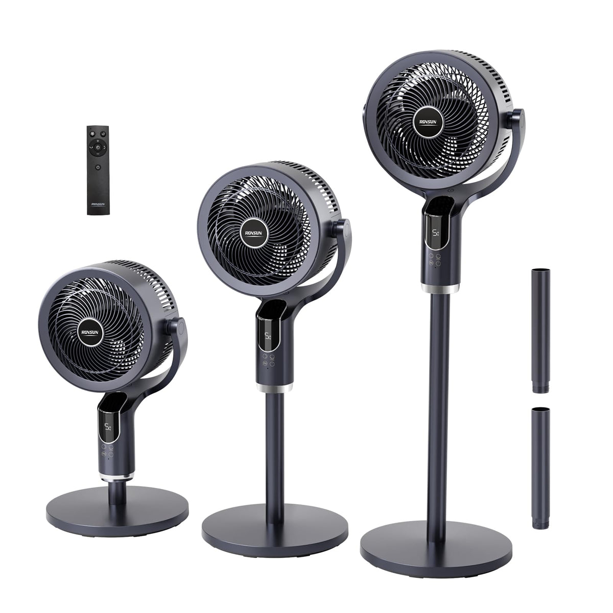 43 Inch Oscillating Pedestal Fan with Remote, Dark Grey A1902