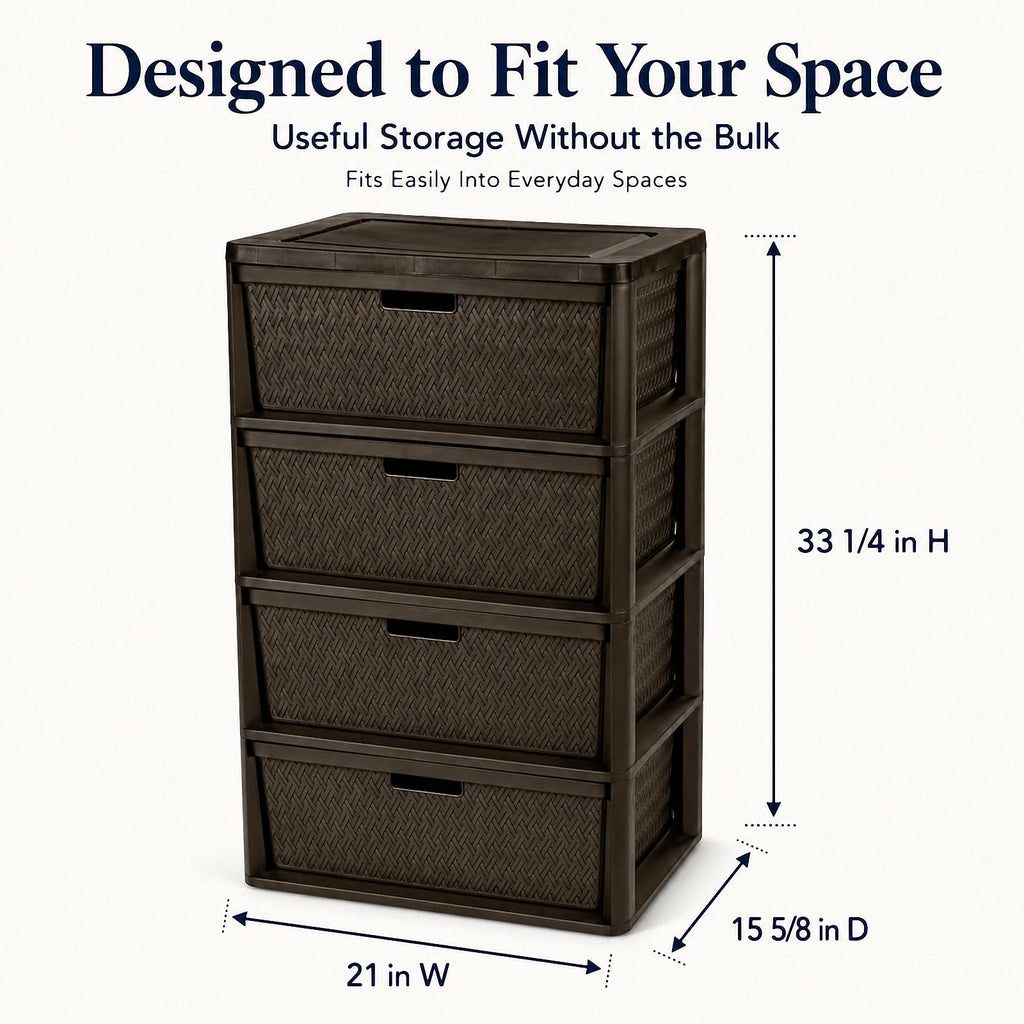 Brown 4-Drawer Plastic Storage Chest Z694509